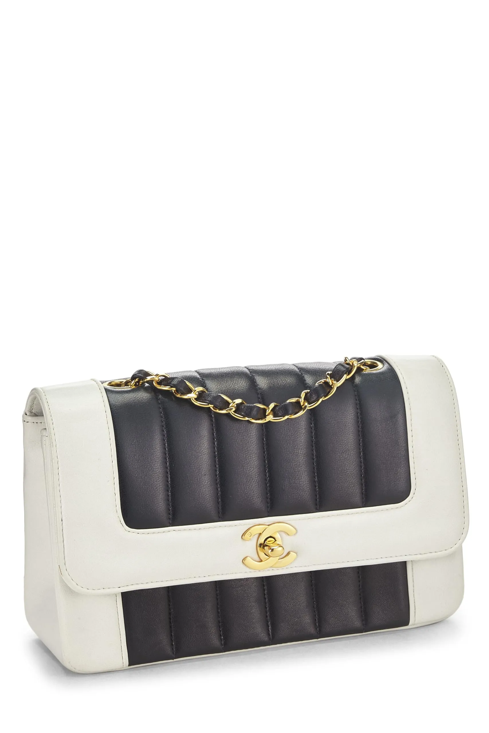 Chanel,  Black Lambskin Vertical Border Half Flap Bag Small, Multi