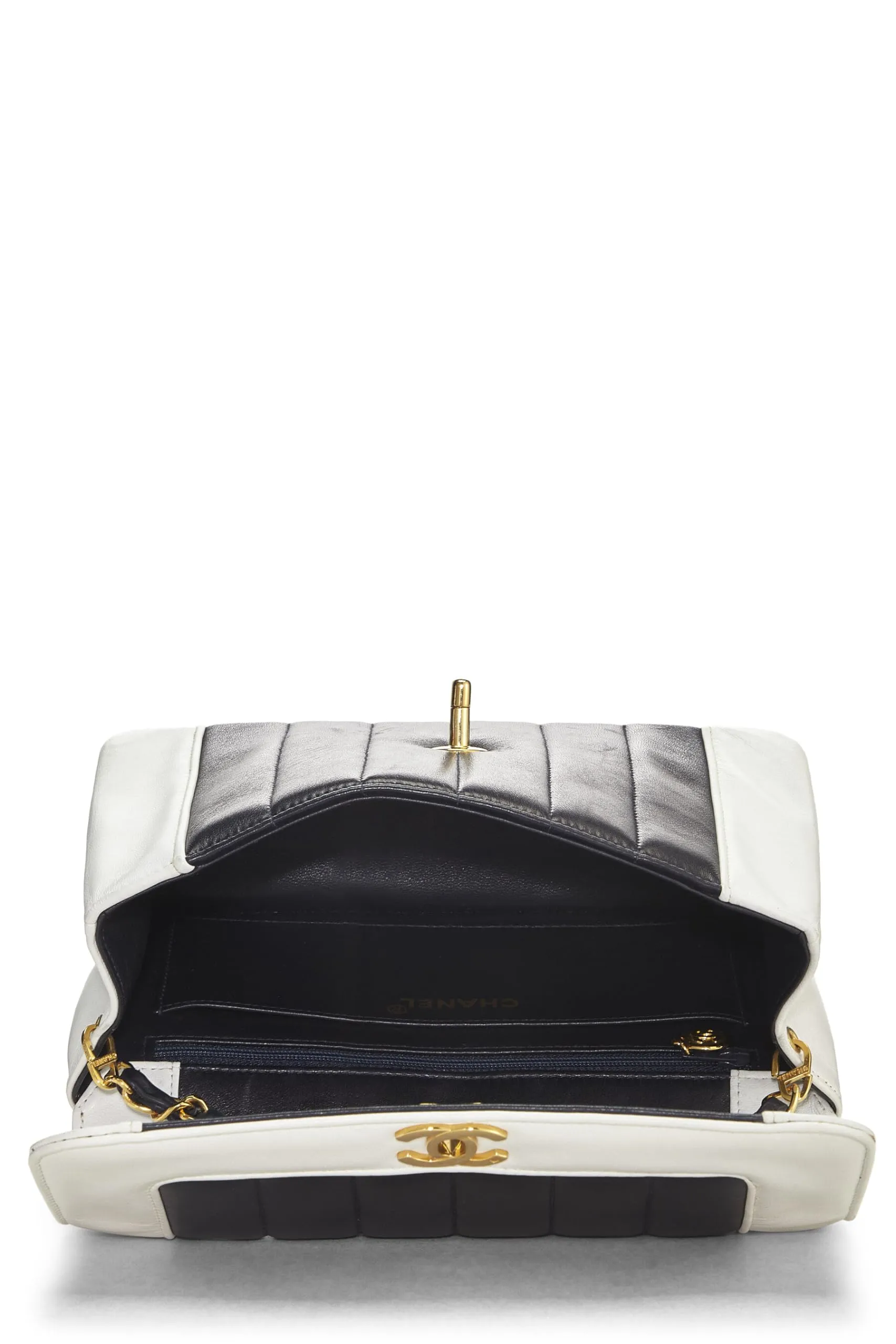 Chanel,  Black Lambskin Vertical Border Half Flap Bag Small, Multi