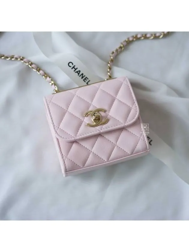 Chanel Mini Chain Attractive Bag Waterproof Cross CC Leather Logo Pink