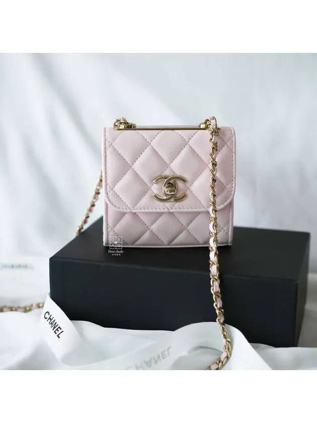Chanel Mini Chain Attractive Bag Waterproof Cross CC Leather Logo Pink