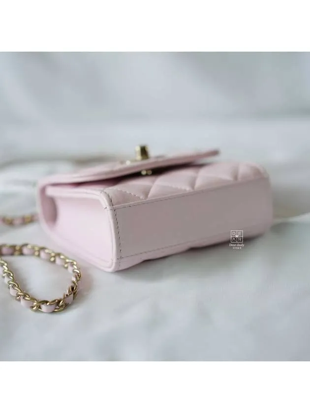 Chanel Mini Chain Attractive Bag Waterproof Cross CC Leather Logo Pink