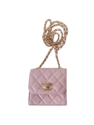 Chanel Mini Chain Attractive Bag Waterproof Cross CC Leather Logo Pink