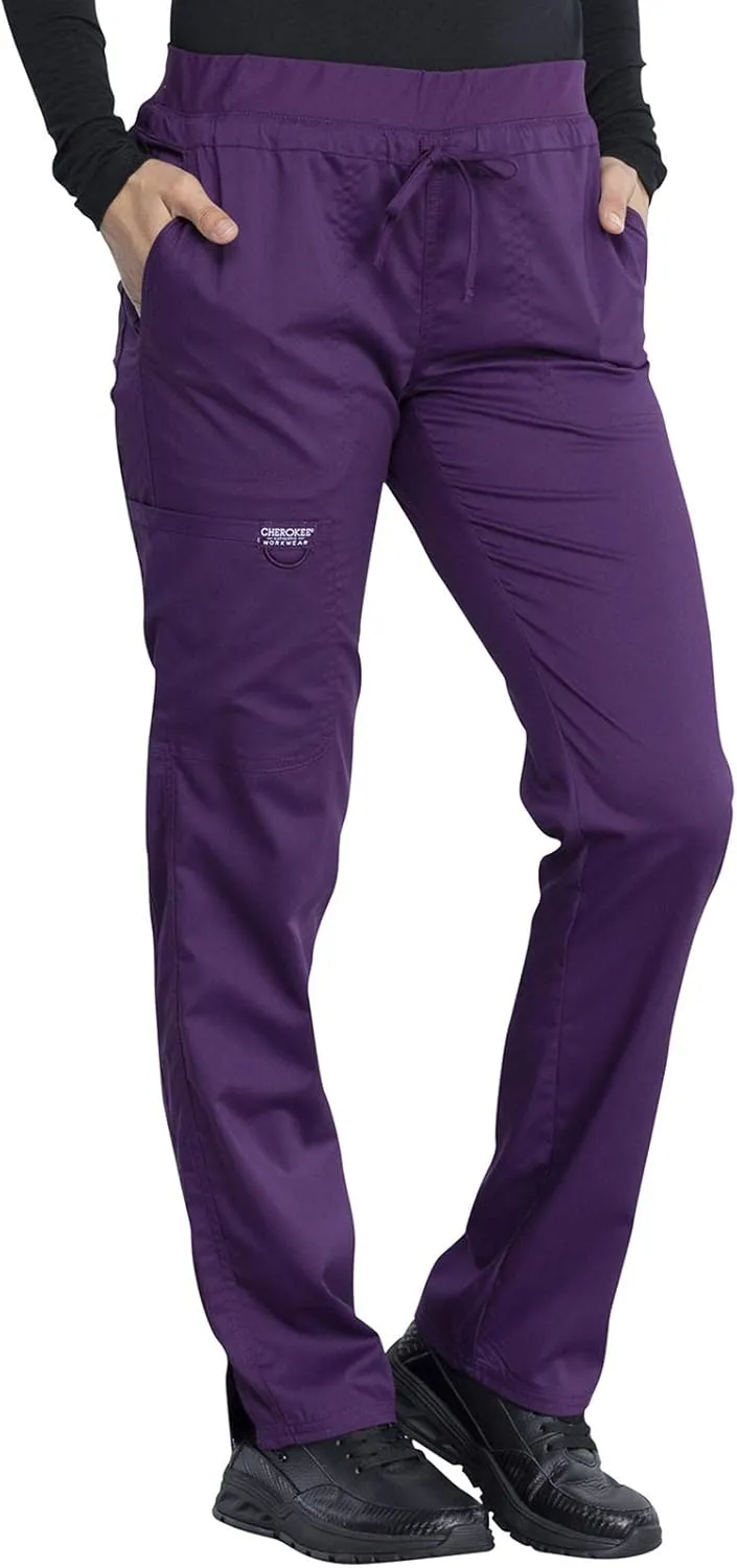 Cherokee Scrub Pants for Women Mid Rise Tapered Leg Drawstring Bottom WW105