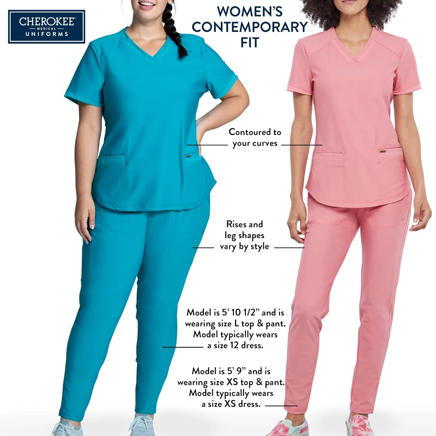 Cherokee Women Scrubs Pants Low Rise, Flare Leg bottoms, adjustable drawstring with 6 Pockets - 24001