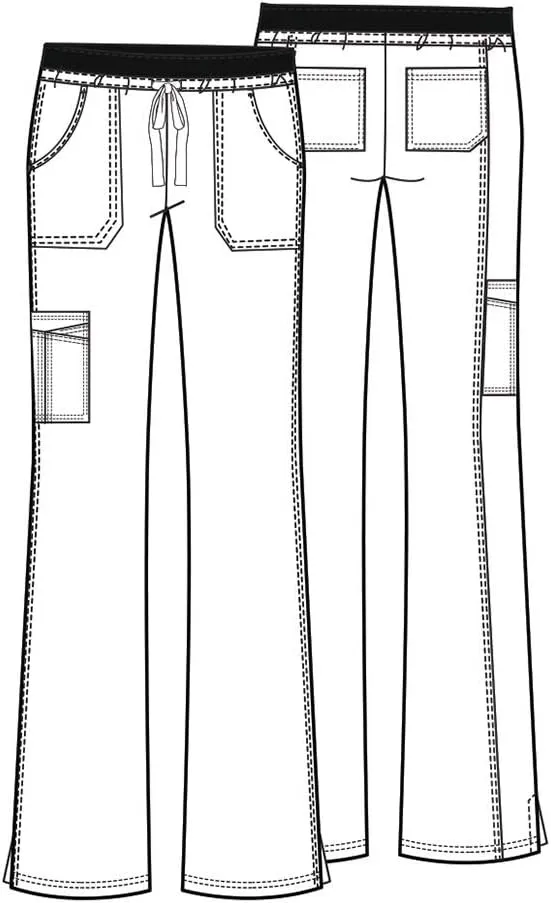 Cherokee Women Scrubs Pants Low Rise, Flare Leg bottoms, adjustable drawstring with 6 Pockets - 24001