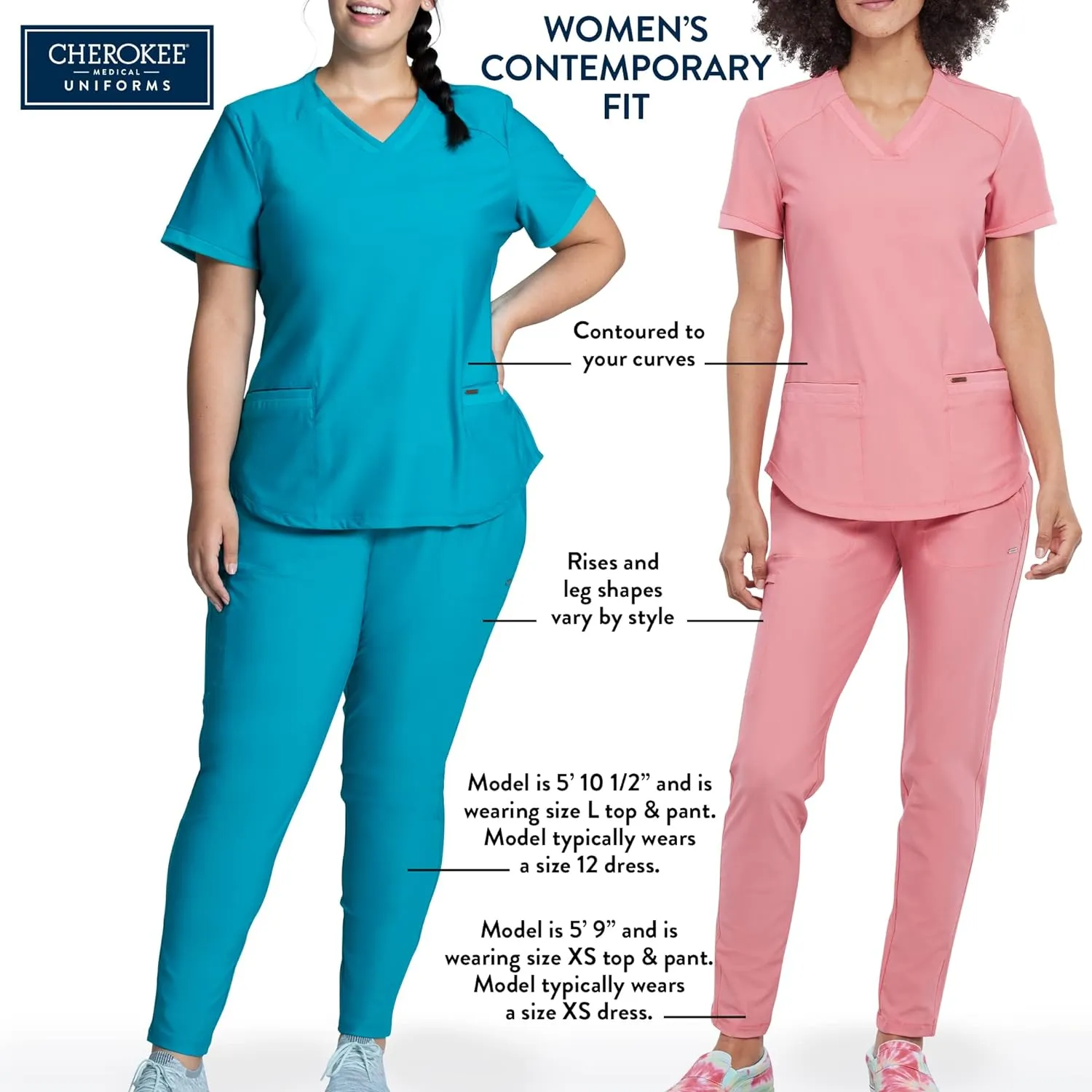 Cherokee Women Scrubs Pants Low Rise, Flare Leg bottoms, adjustable drawstring with 6 Pockets - 24001