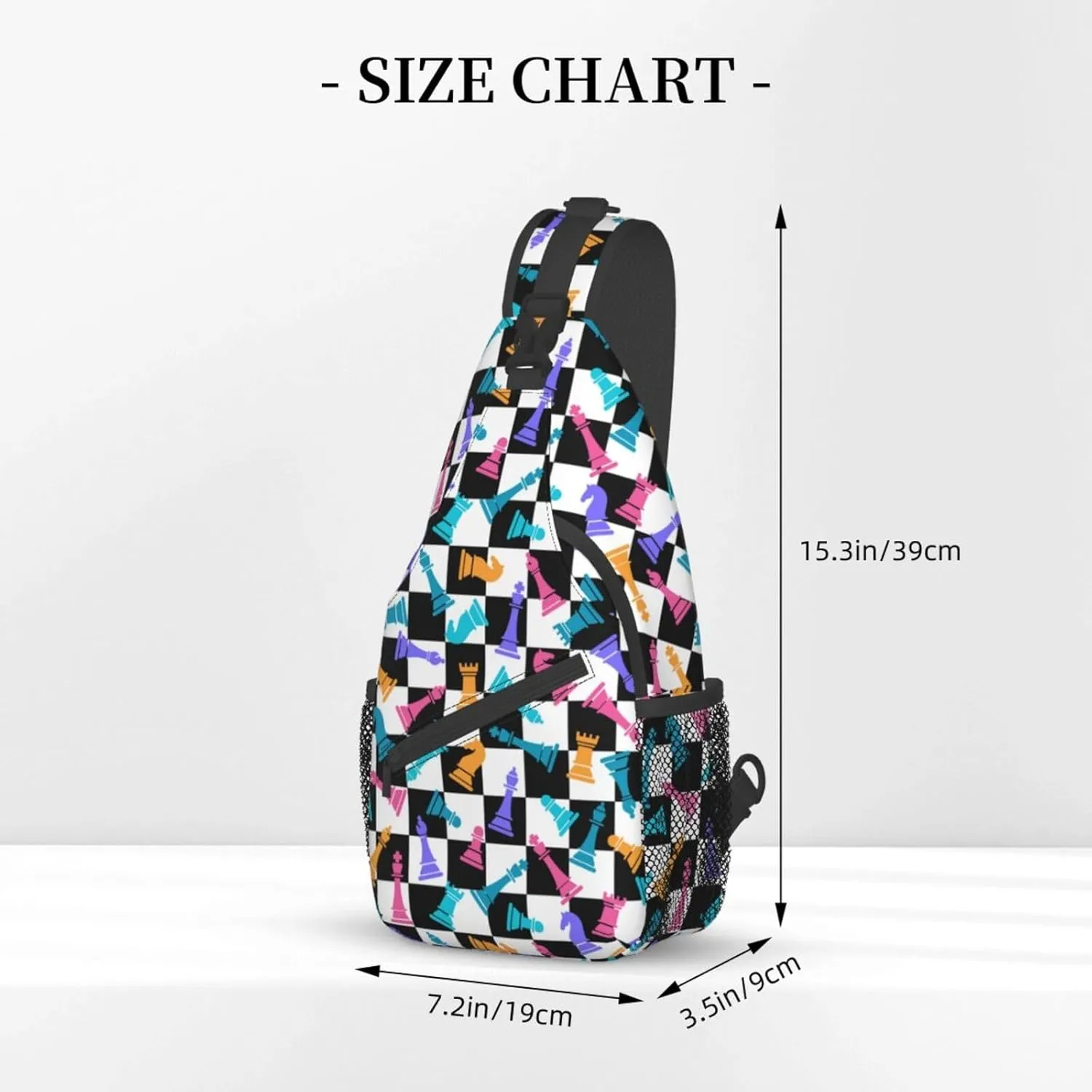 Chess Sling Backpack Chest Bag Crossbody Shoulder Bag Gym Cycling Travel Hiking Daypack For Men Women