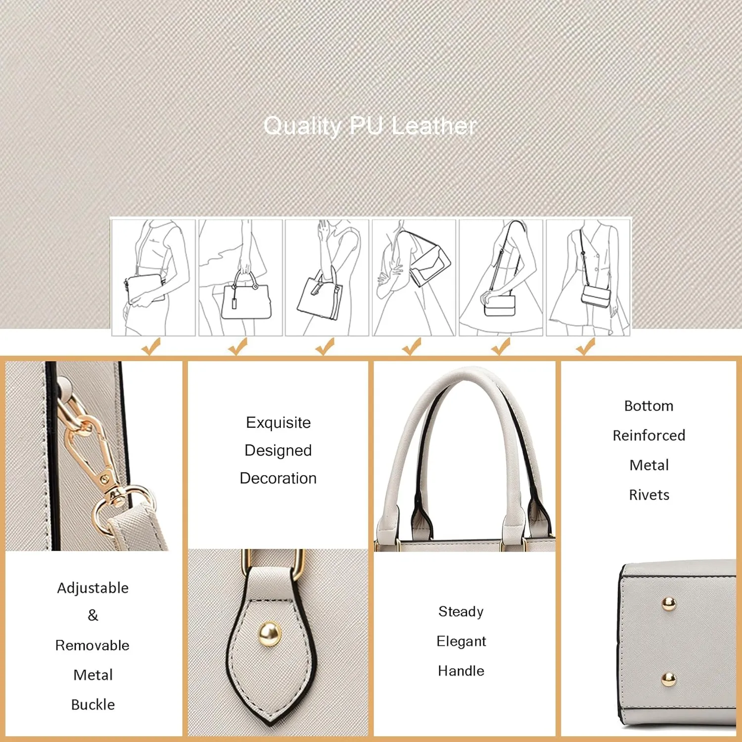 CHICAROUSAL Crossbody Purses and Handbags for Women PU Leather Tote Top Handle Satchel Shoulder Bags