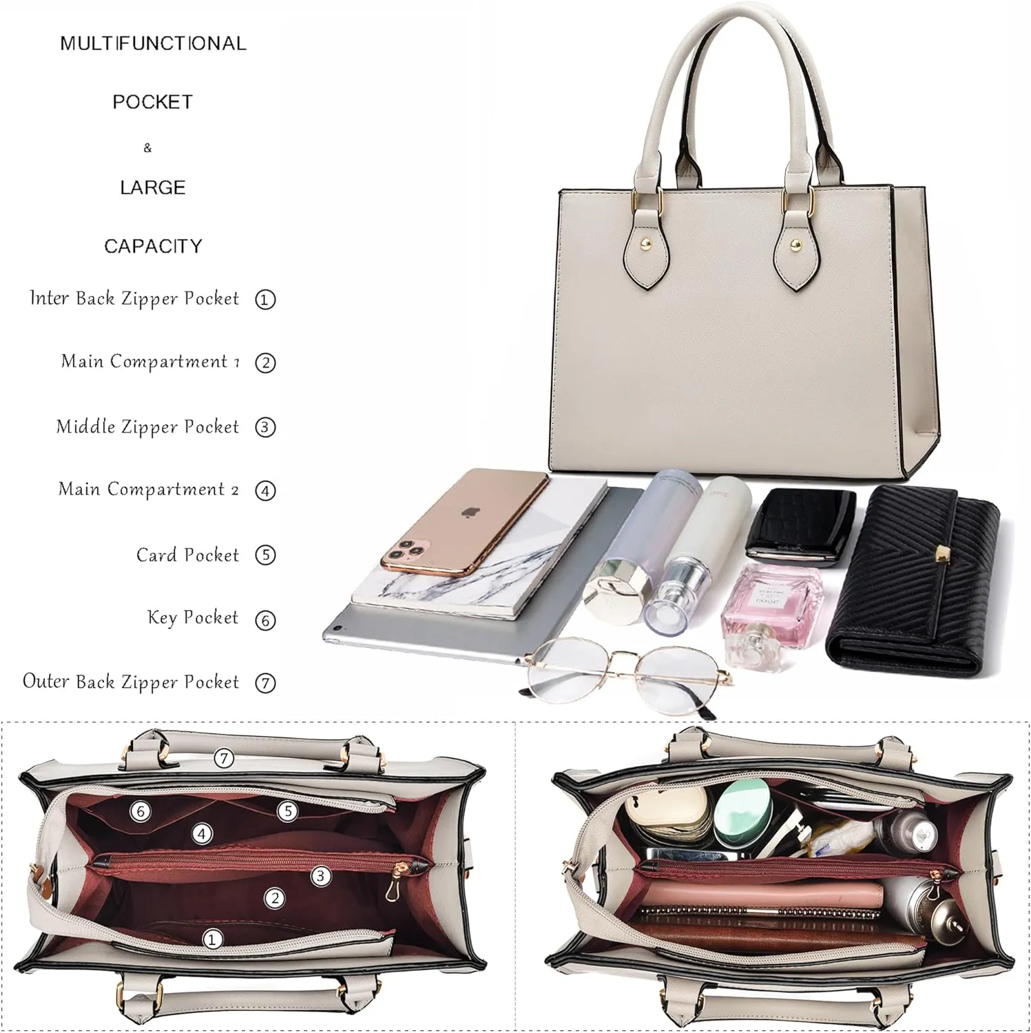 CHICAROUSAL Crossbody Purses and Handbags for Women PU Leather Tote Top Handle Satchel Shoulder Bags