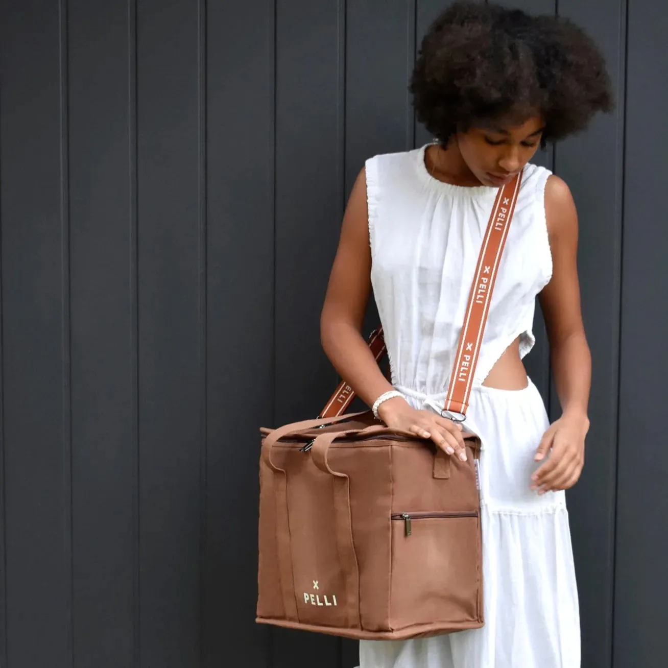 Chill Homie Crossbody - Waxed Canvas Large Cooler Bag with Shoulder Strap - Cinnamon Stick