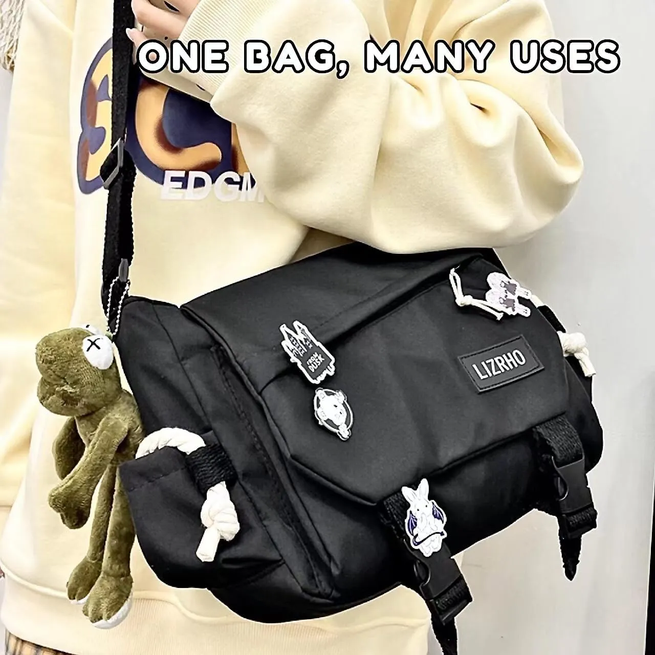 Classic Messenger Bag Cute Crossbody Bag Vintage Nylon Shoulder Bag Kawaii Purse with Upgraded Feature Travel Essentials