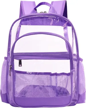 Clear Backpack,Heavy Duty Clear Bookbag See Through Backpack Large Clear Bag for School College Work Travel Security,Light Purple