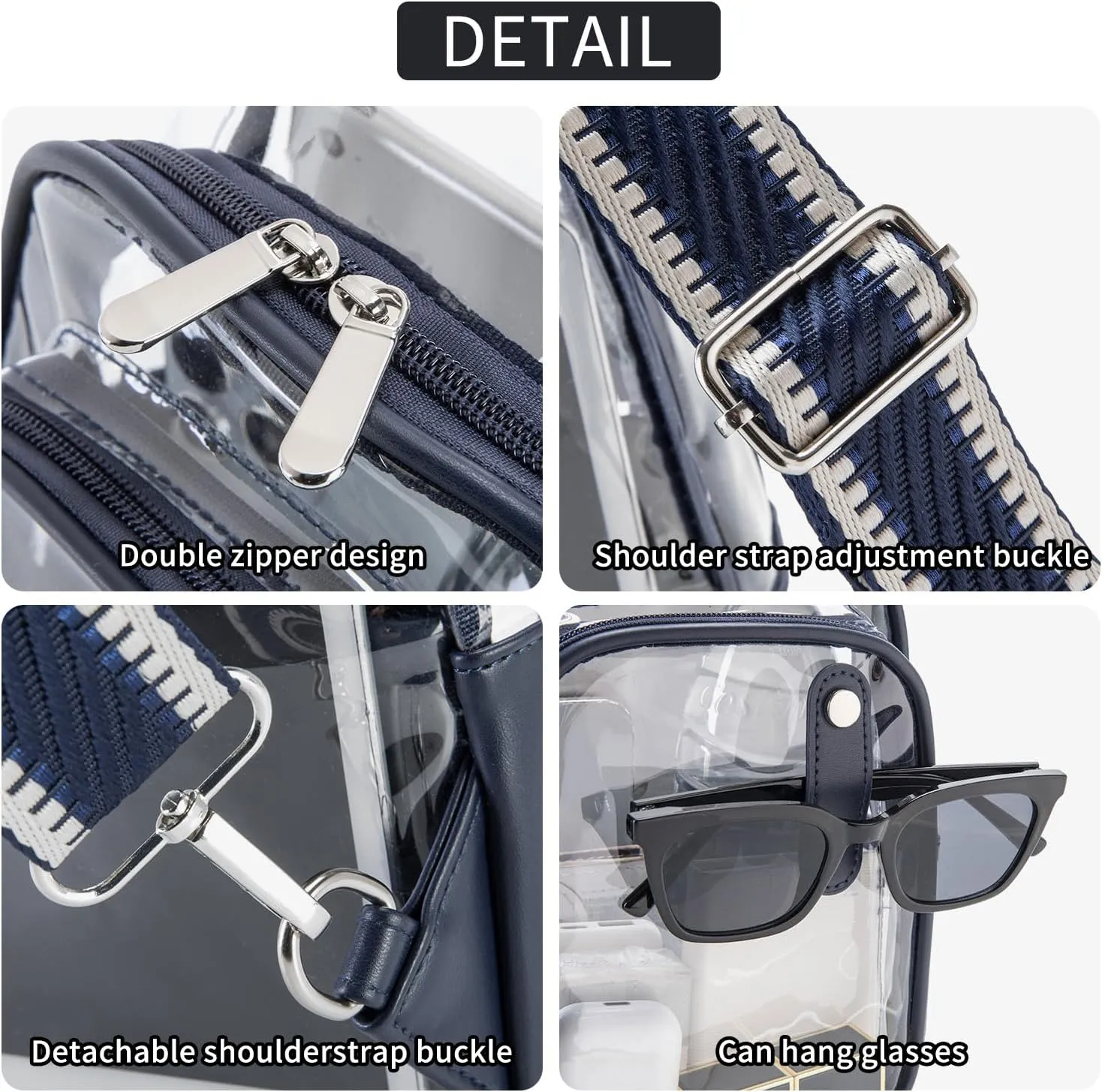 Clear Bag for Stadium Events, Clear Purses For Women Stadium Crossbody Clear Fanny pack For Women Concert Bag