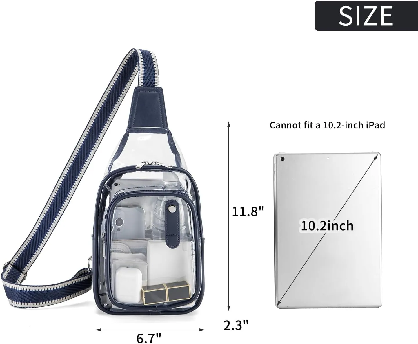 Clear Bag for Stadium Events, Clear Purses For Women Stadium Crossbody Clear Fanny pack For Women Concert Bag