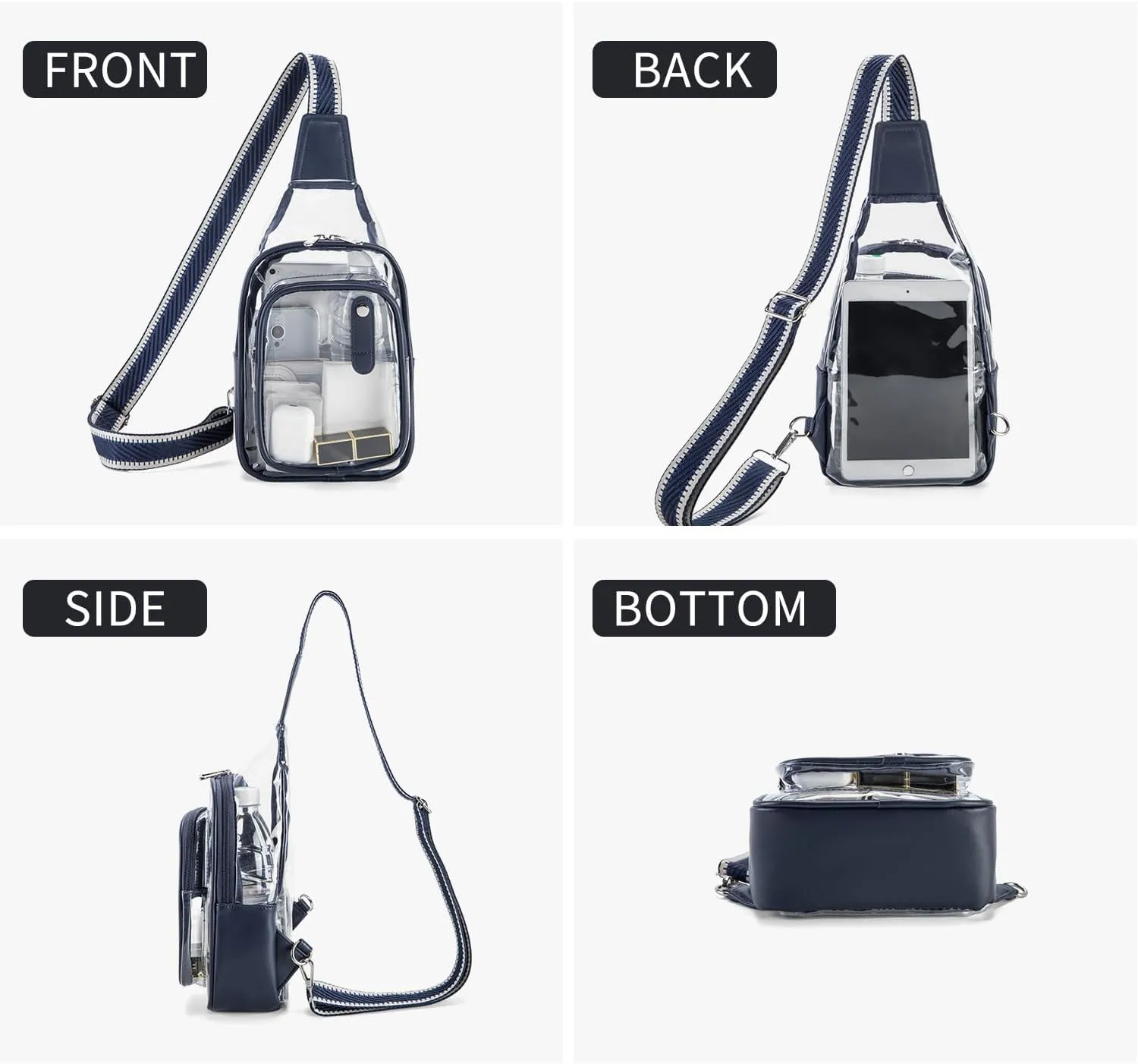 Clear Bag for Stadium Events, Clear Purses For Women Stadium Crossbody Clear Fanny pack For Women Concert Bag
