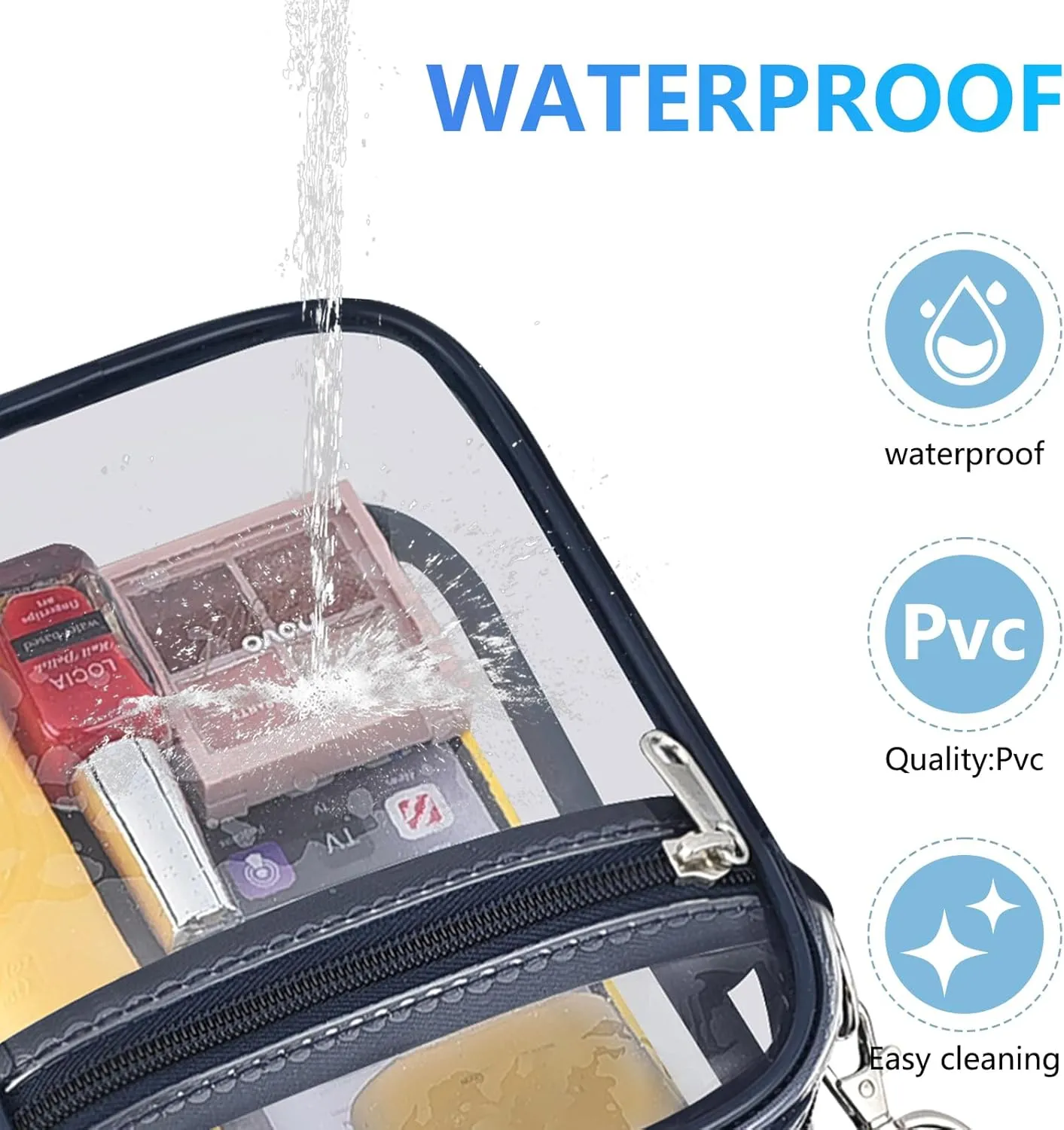 Clear Bag for Stadium Events Men&Women Clear Crossbody Bag Stadium Approved Clear Purse Bag Waterproof Clear Bag