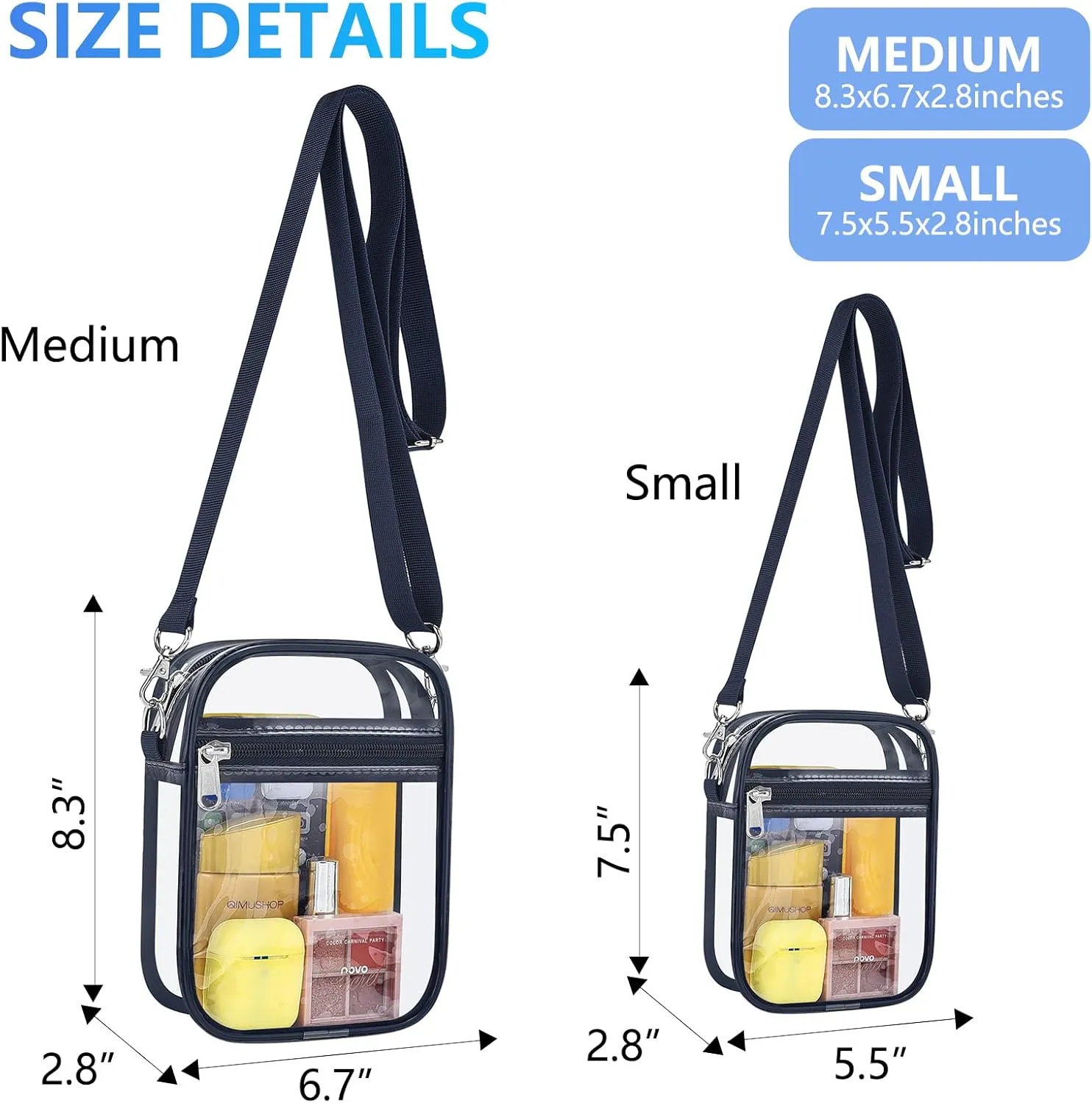 Clear Bag for Stadium Events Men&Women Clear Crossbody Bag Stadium Approved Clear Purse Bag Waterproof Clear Bag