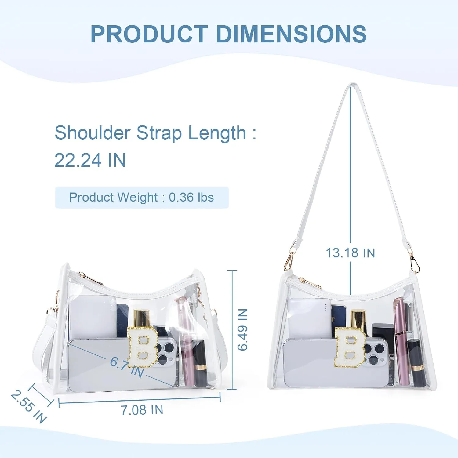 Clear Bag for Stadium Events Transparent Shoulder Bag Purses Crossbody Bags for Women