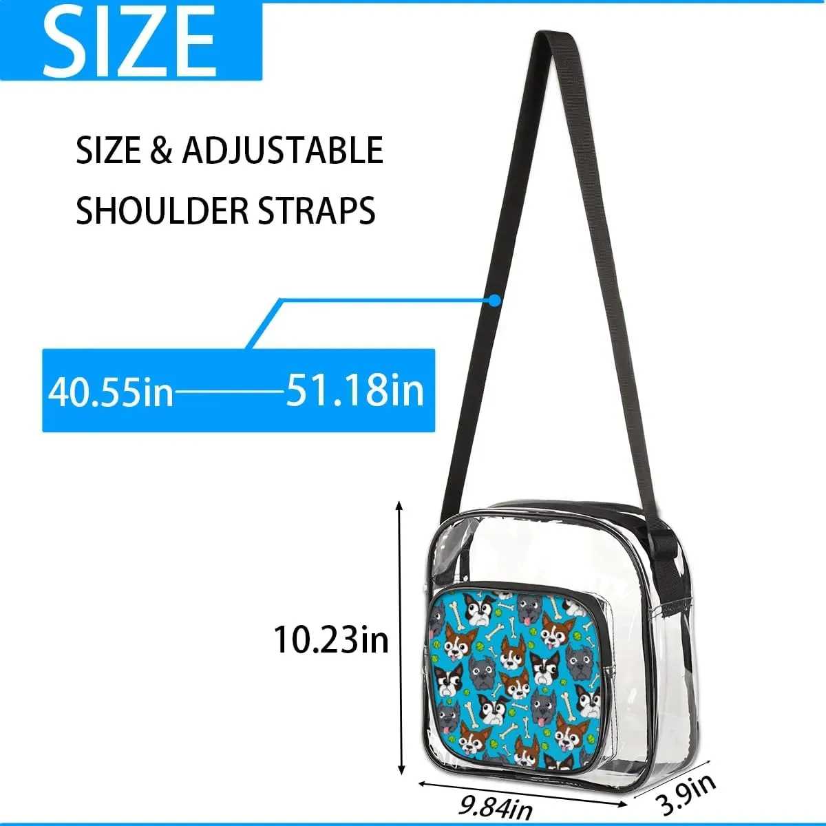 Clear Crossbody Bag Stadium Approved for Women and Men Transparent Messenger Shoulder Bag Clear Purse Bag