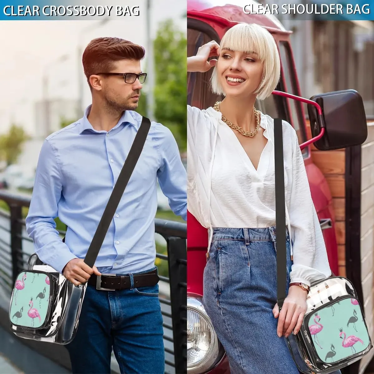 Clear Crossbody Bag Stadium Approved for Women and Men Transparent Messenger Shoulder Bag Clear Purse Bag