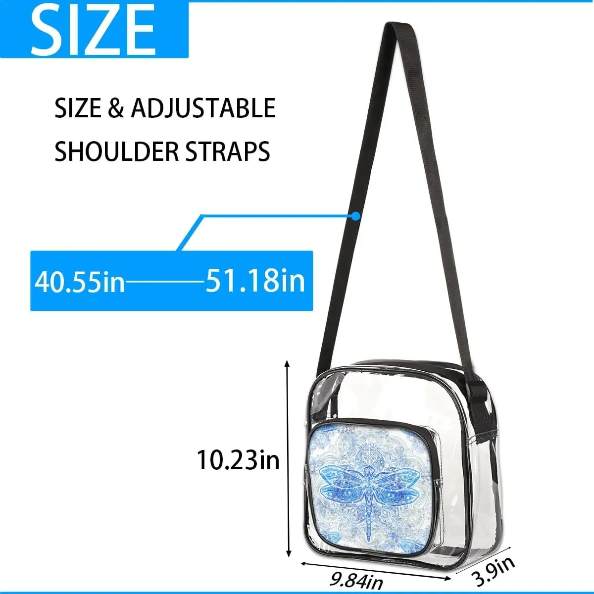 Clear Crossbody Bag Stadium Approved for Women and Men Transparent Messenger Shoulder Bag Clear Purse Bag