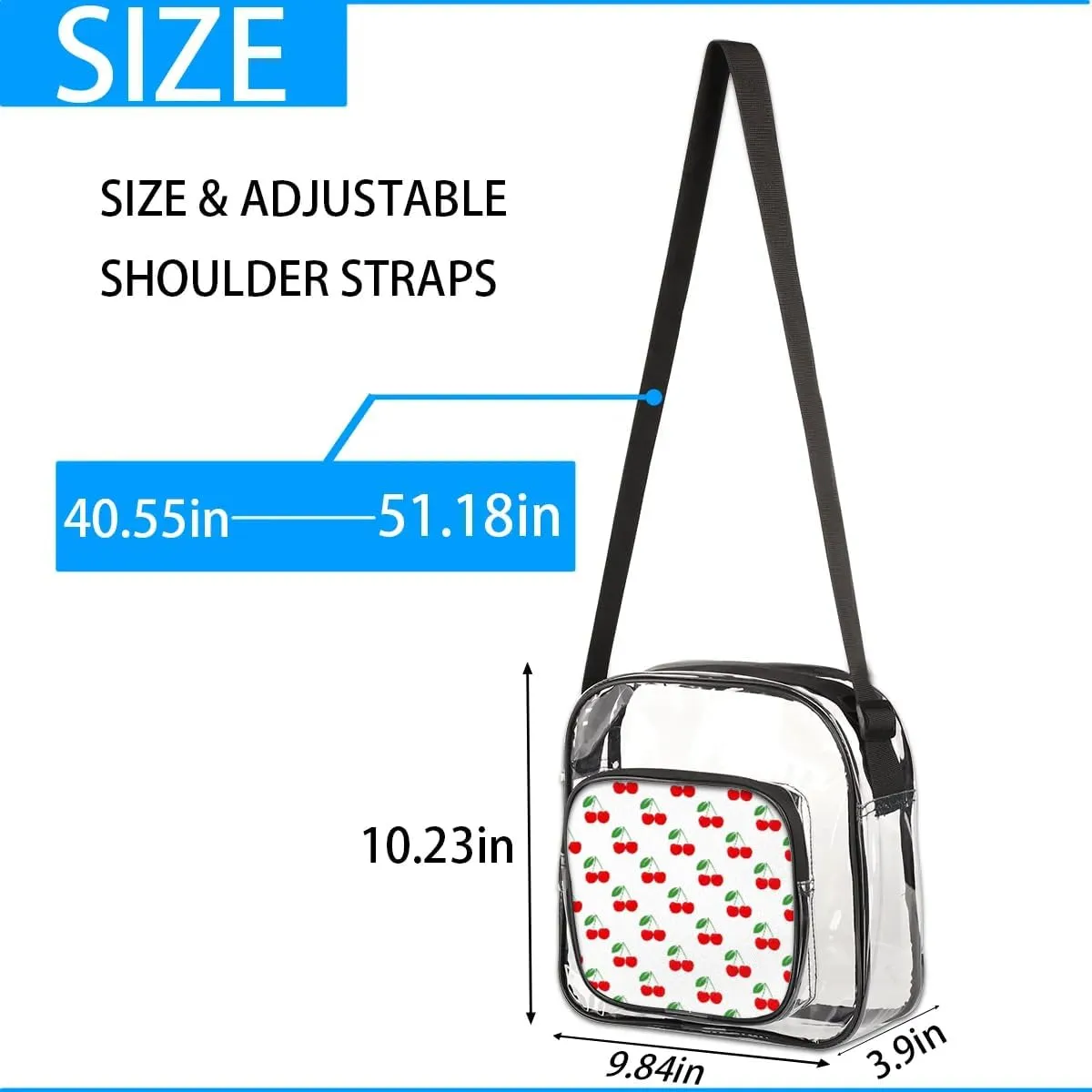 Clear Crossbody Bag Stadium Approved for Women and Men Transparent Messenger Shoulder Bag Clear Purse Bag