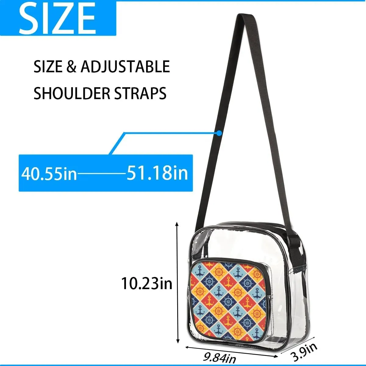 Clear Crossbody Bag Stadium Approved for Women and Men Transparent Messenger Shoulder Bag Clear Purse Bag