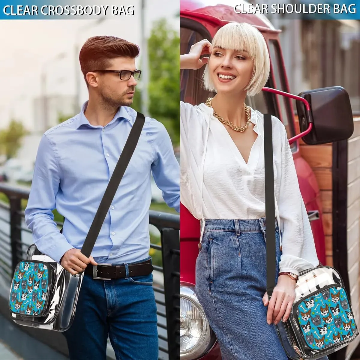 Clear Crossbody Bag Stadium Approved for Women and Men Transparent Messenger Shoulder Bag Clear Purse Bag