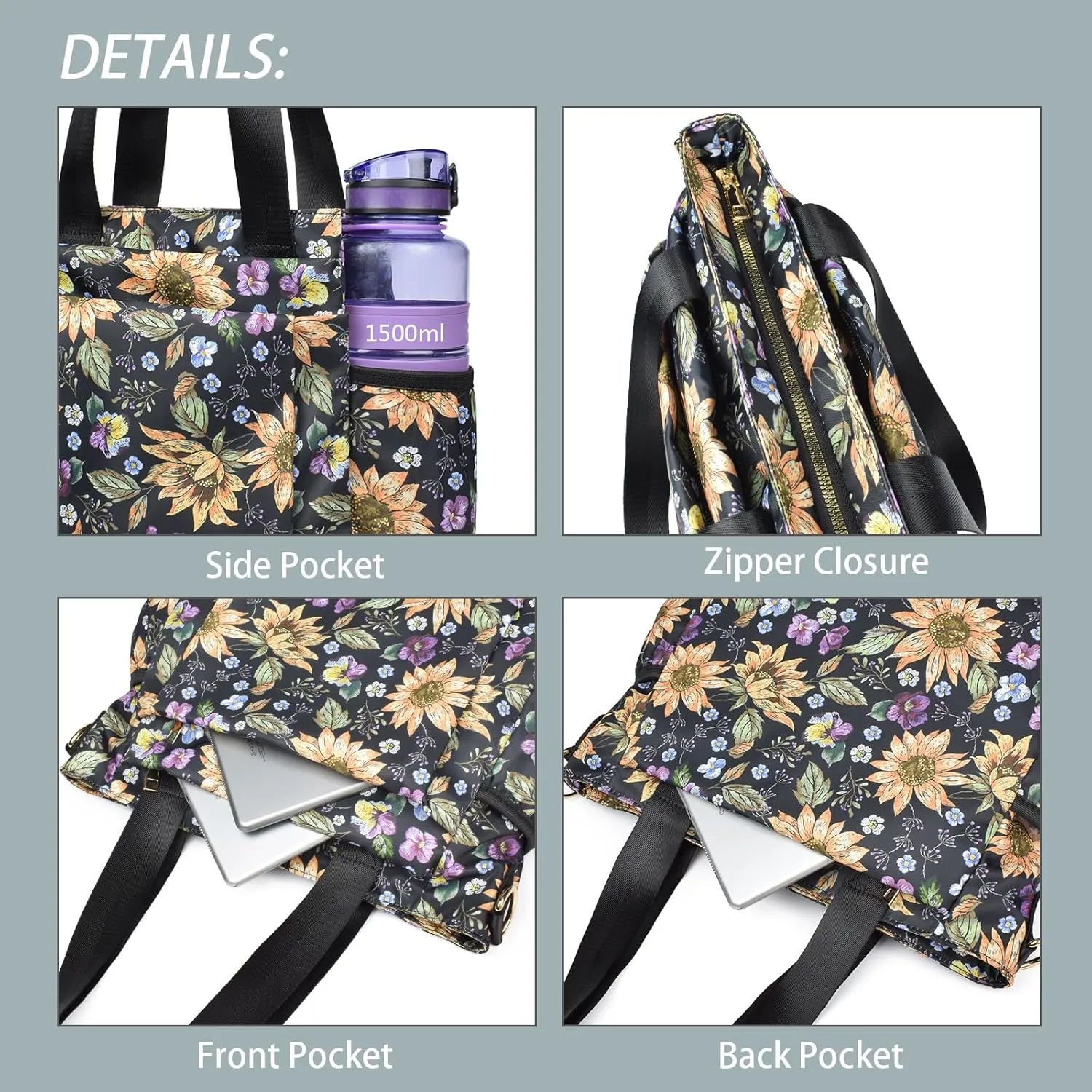 CLOUDMUSIC Crossbody Bags Shoulder Tote Handbag Nylon With Straps Waterproof Multi Bottle Pockets For Women Trendy