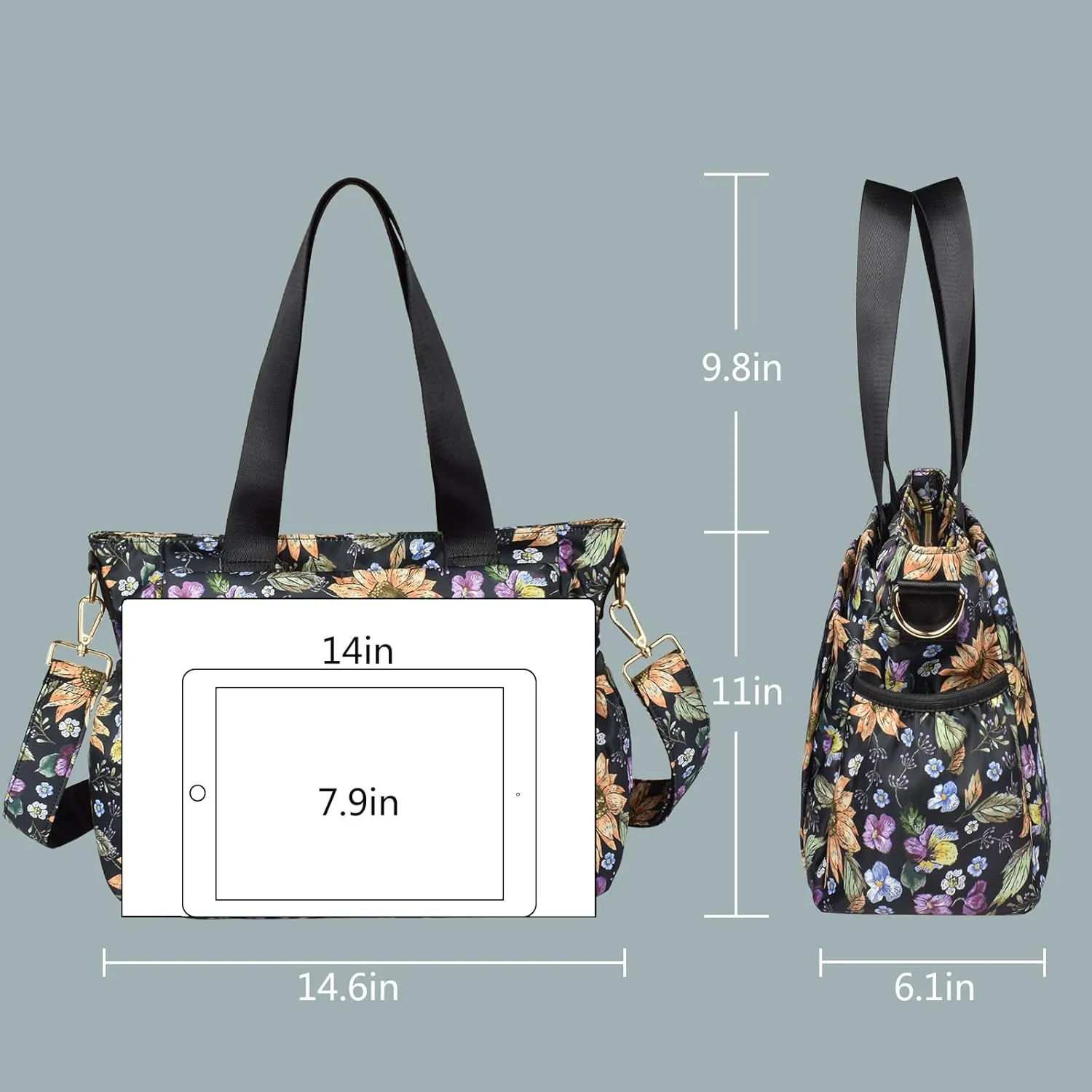CLOUDMUSIC Crossbody Bags Shoulder Tote Handbag Nylon With Straps Waterproof Multi Bottle Pockets For Women Trendy