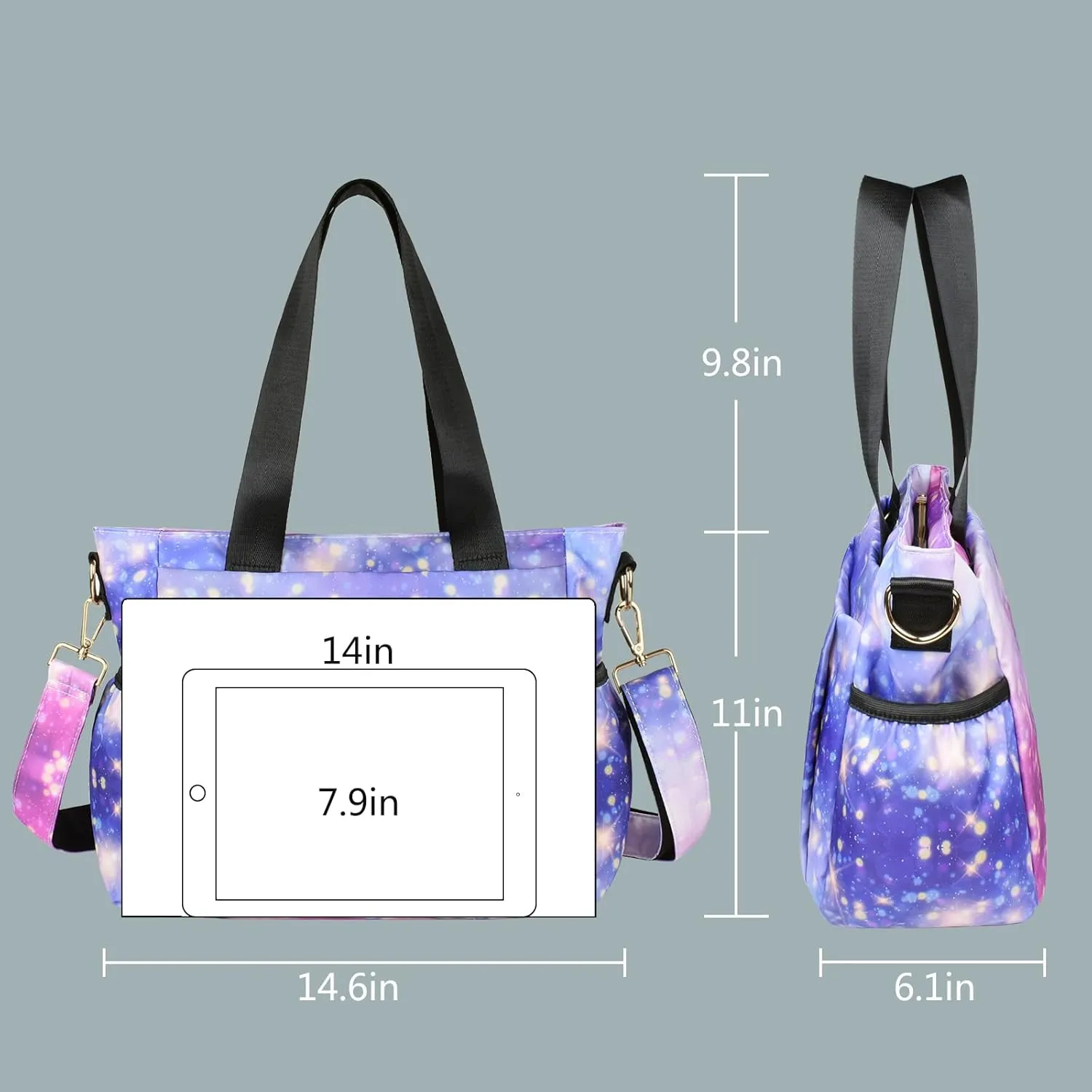 CLOUDMUSIC Crossbody Bags Shoulder Tote Handbag Nylon With Straps Waterproof Multi Bottle Pockets For Women Trendy