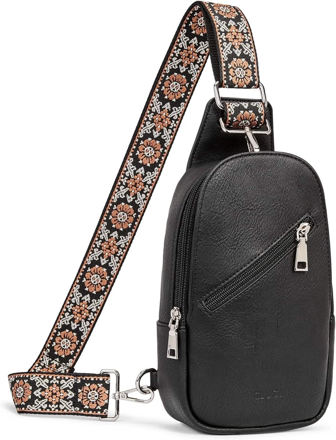 CLUCI Cross Body Bag Purse for Women, Sling Bag Crossbody Purse, Leather Sling Bag Crossbody Bags Trendy Chest Bag for Travel