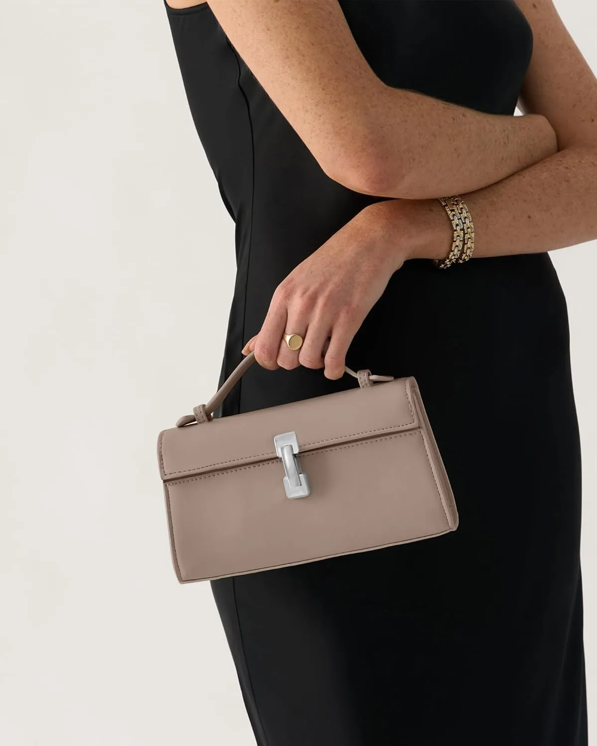 Clutch Purses for Women - Small Purse Top Handle - Evening Bag - Adjustable Crossbody Handbag - Trendy PU Leather