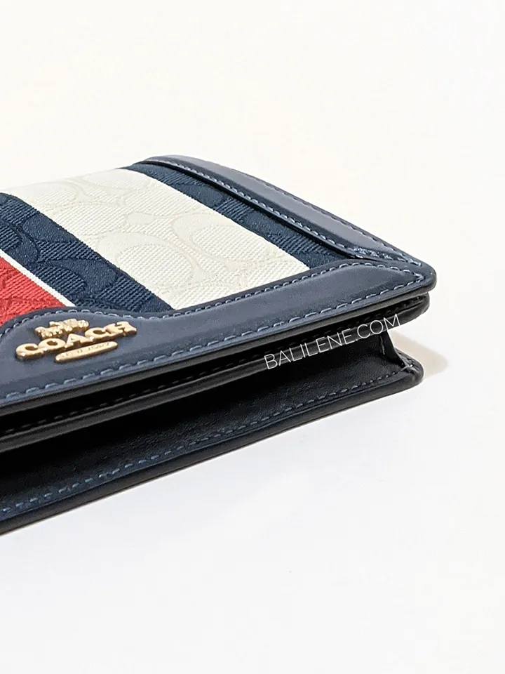 Coach Anna Foldover Clutch Crossbody In Signature Jacquard With Stripes Gold/Chalk Multi