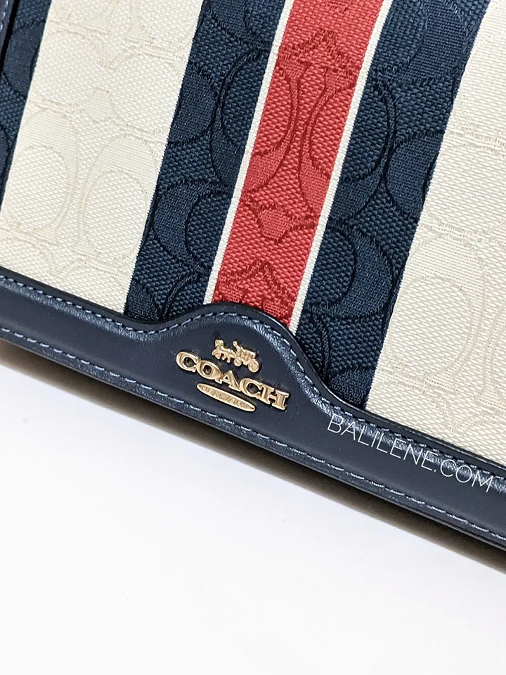 Coach Anna Foldover Clutch Crossbody In Signature Jacquard With Stripes Gold/Chalk Multi