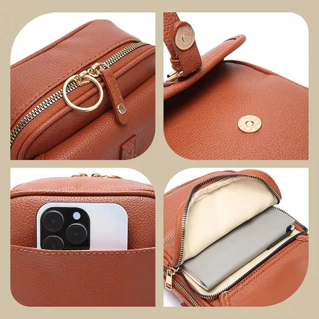 Collaboraten1 Crossbody Leather Bag, Collaboraten Crossbody Bag with Card Slots, Anti Theft Shoulder Leather Bags for Women