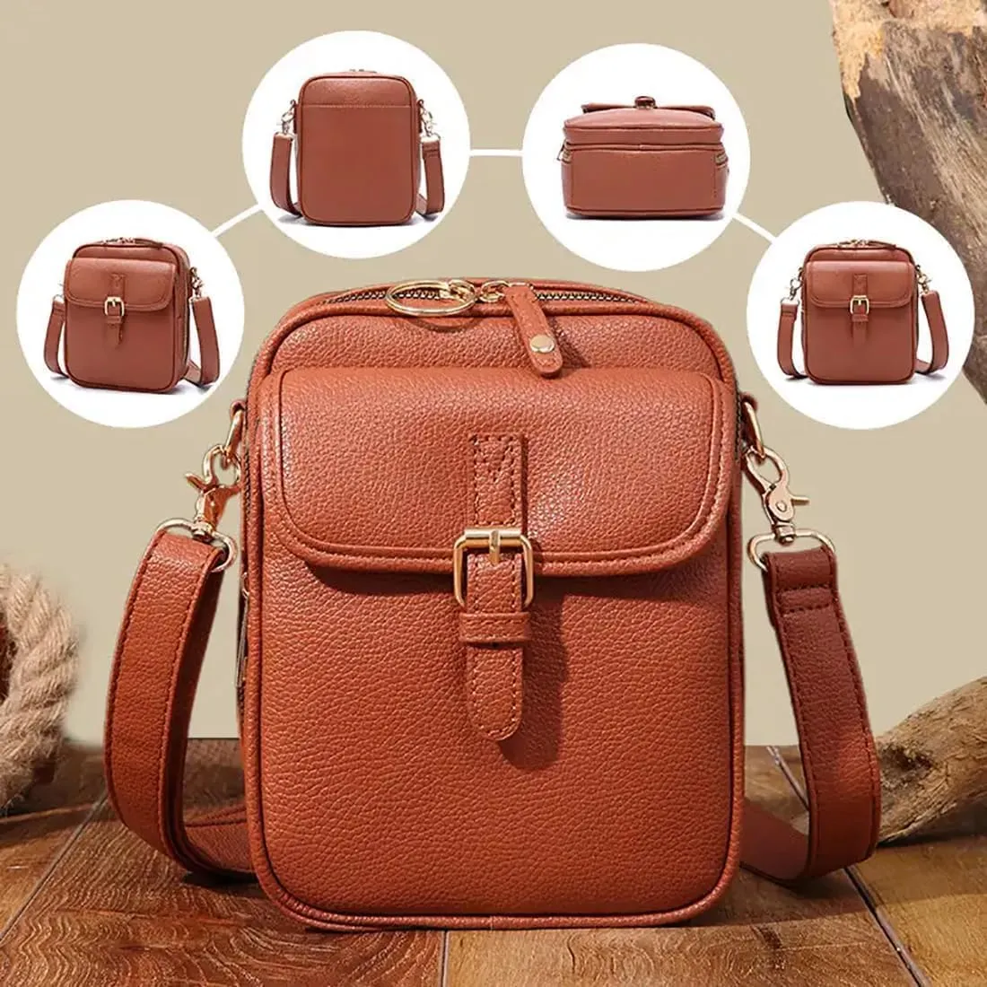 Collaboraten1 Crossbody Leather Bag, Collaboraten Crossbody Bag with Card Slots, Anti Theft Shoulder Leather Bags for Women