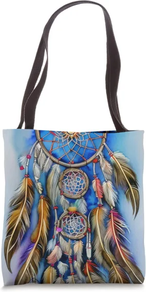 Colorful Feather Dreamcatcher Tote Bag
