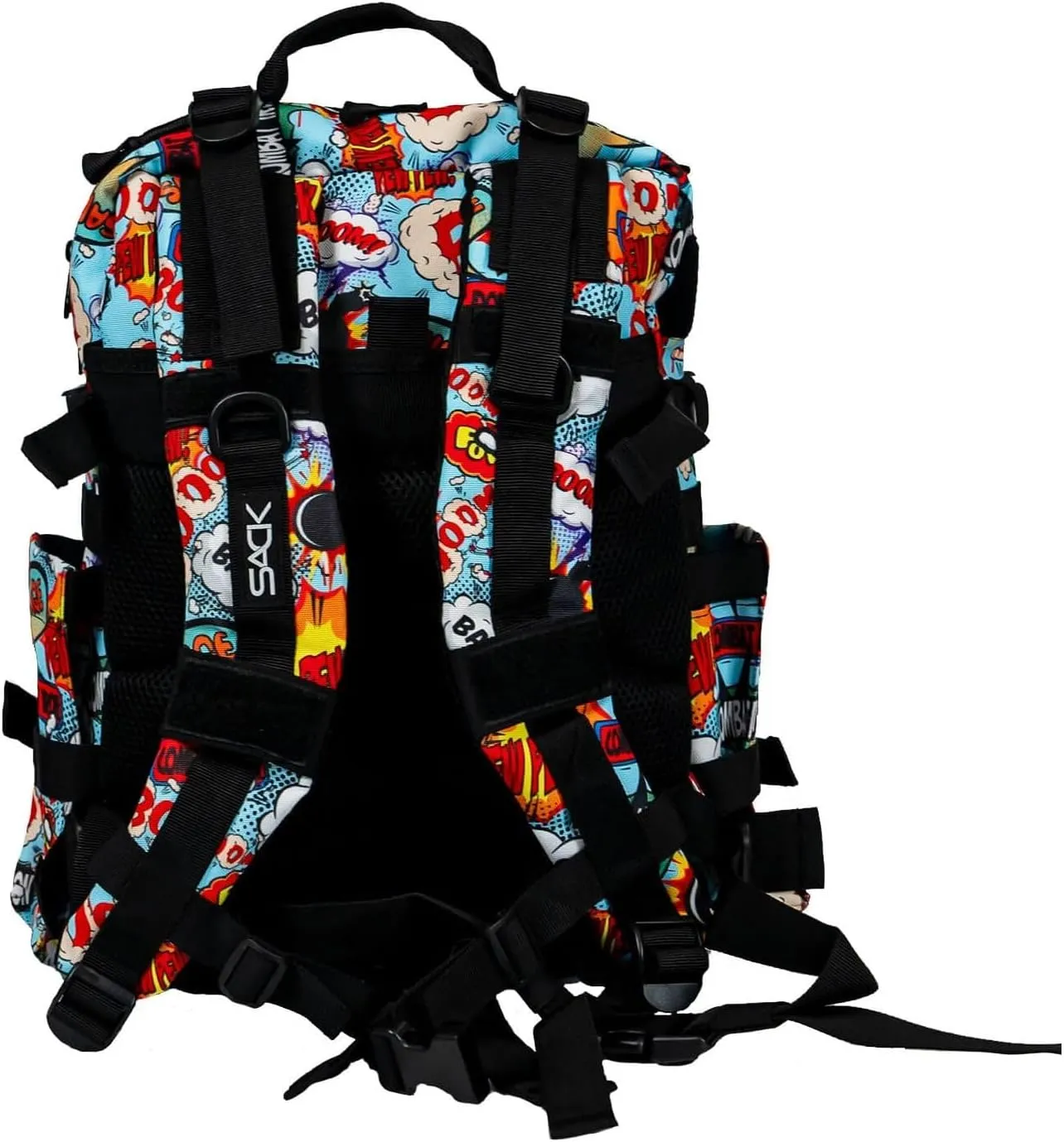 Combat Iron 25L Military Tactical Backpack for Men & Women, Molle Daypack Bug Out Bag, Hiking, Camping, Travel Rucksack with Bottle Holder, Comic Book Design