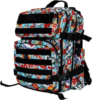 Combat Iron 25L Military Tactical Backpack for Men & Women, Molle Daypack Bug Out Bag, Hiking, Camping, Travel Rucksack with Bottle Holder, Comic Book Design