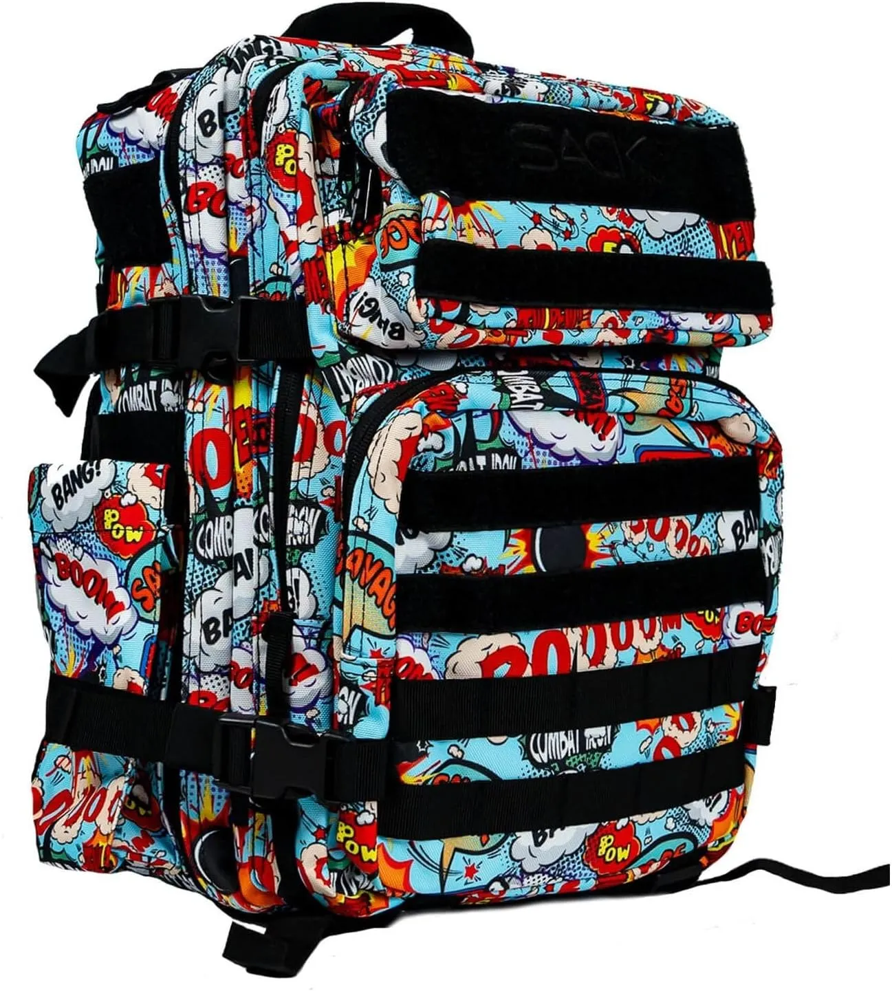 Combat Iron 25L Military Tactical Backpack for Men & Women, Molle Daypack Bug Out Bag, Hiking, Camping, Travel Rucksack with Bottle Holder, Comic Book Design