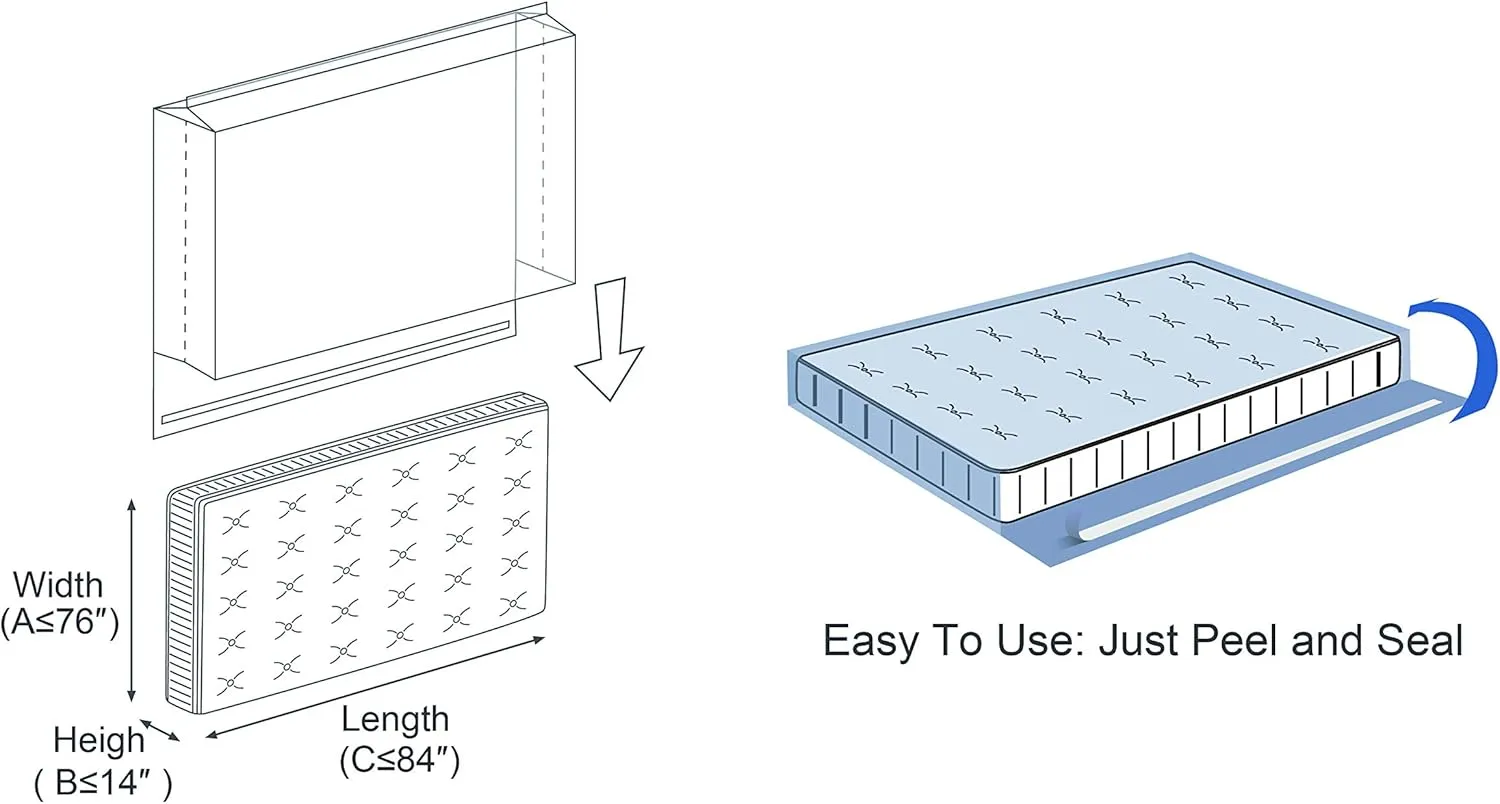 ComfortHome 4 Mil Extra Thick Sealable Mattress Bag with Adhesive Strip for Moving and Storage, Heavy Duty, Fits King and Cal King, 1-Pack