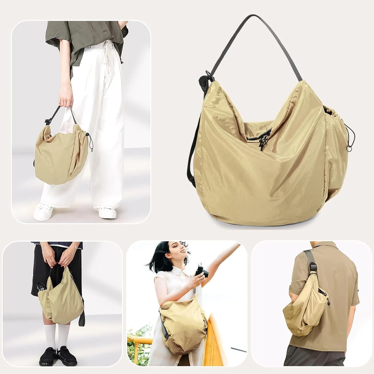 CONTAIL 18L Nylon Daily Shoulder Bag,Water-Resistant Crossbody Bag with Removable Insulated Beverage Holder