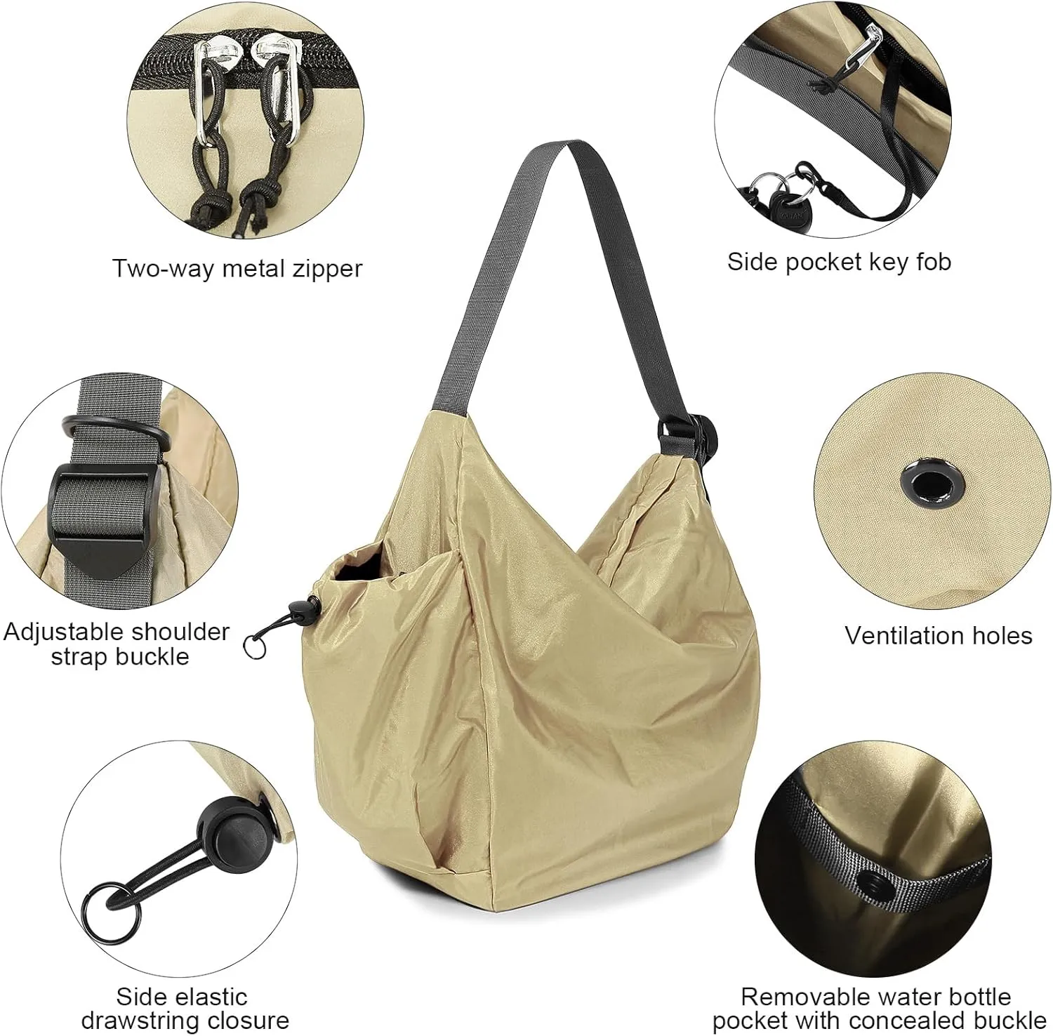 CONTAIL 18L Nylon Daily Shoulder Bag,Water-Resistant Crossbody Bag with Removable Insulated Beverage Holder