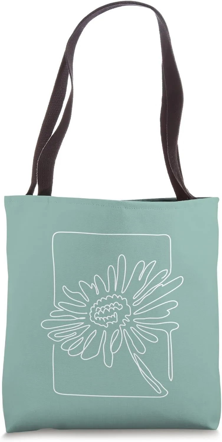 Continuous line daisy vintage bohemian flower Tote Bag
