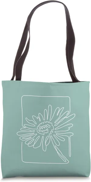 Continuous line daisy vintage bohemian flower Tote Bag