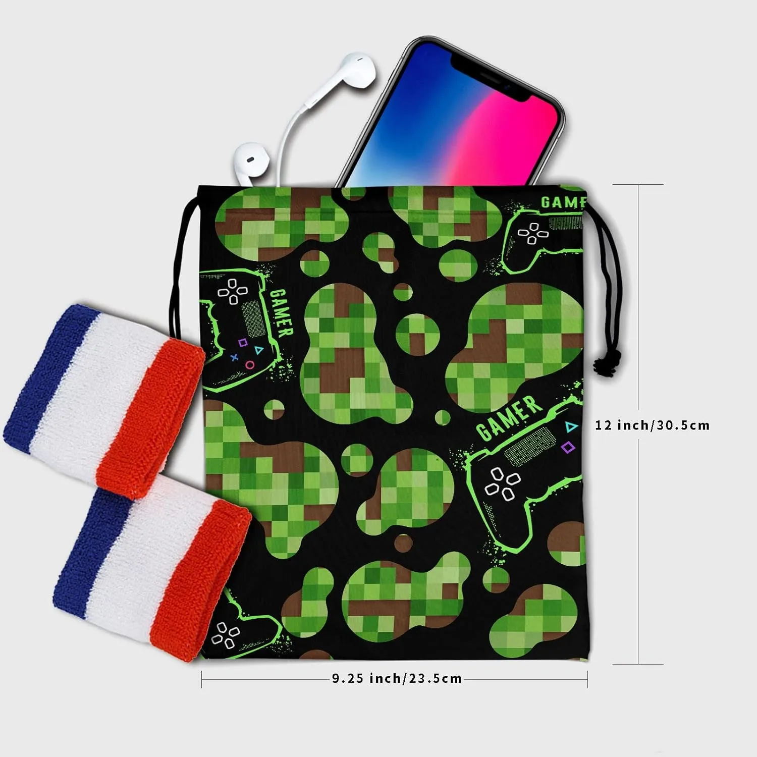 Cool Camouflage Game Grip - Video Game Grip Bags for Gymnasts, Gamer Gym Pouch Bag with Abstract Dots, Adjustable for Personal Equipment