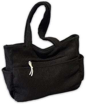 Corduroy Tote Bag For Women,Multiple Pockets Large Corduroy Shoulder Bag,Cute Tote Bag For Office,Travel, Shopping