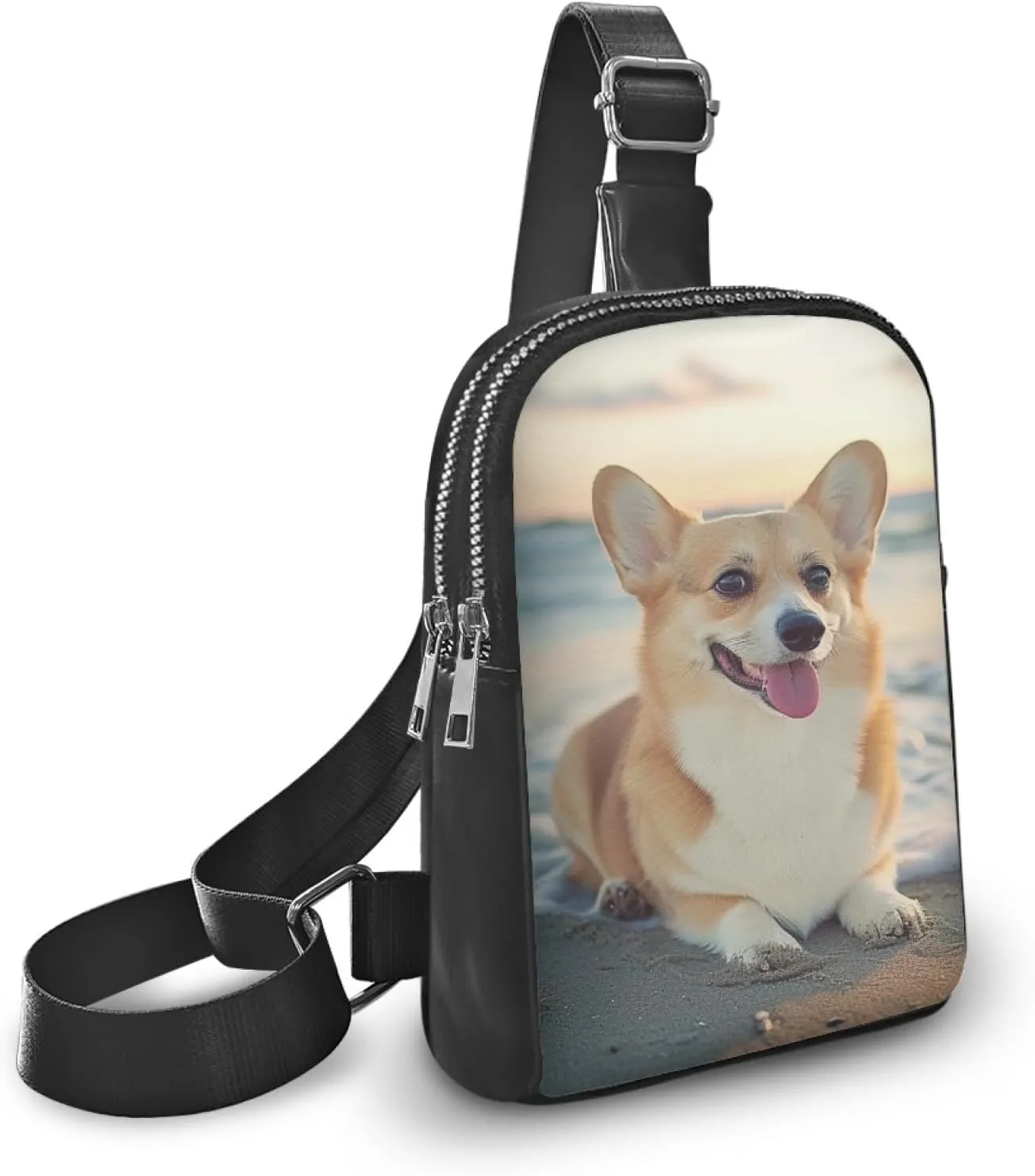 Corgi Ladies Sling Bag for Woman Beach Crossbody Bag for Women Adorable Cross Body Bag with Inner Pocket Lady Small Backpack for Mother Lightweight Chest Bag Handbag