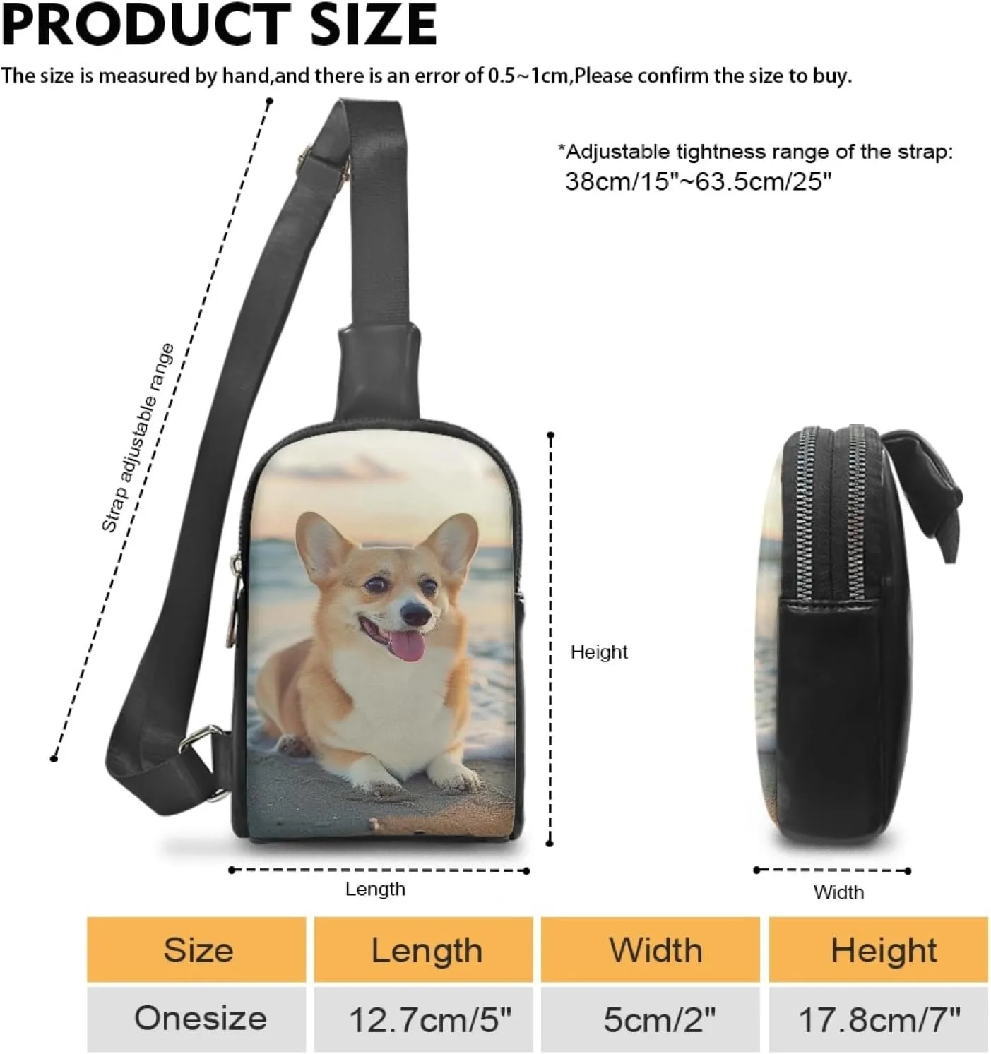 Corgi Ladies Sling Bag for Woman Beach Crossbody Bag for Women Adorable Cross Body Bag with Inner Pocket Lady Small Backpack for Mother Lightweight Chest Bag Handbag